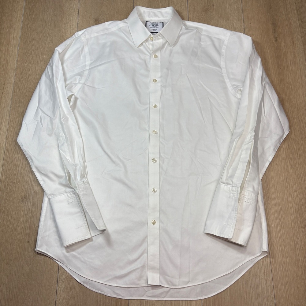 Charles Tyrwhitt 16.5 34 Mens White Non-Iron Classic Fit French Cuff Dress Shirt